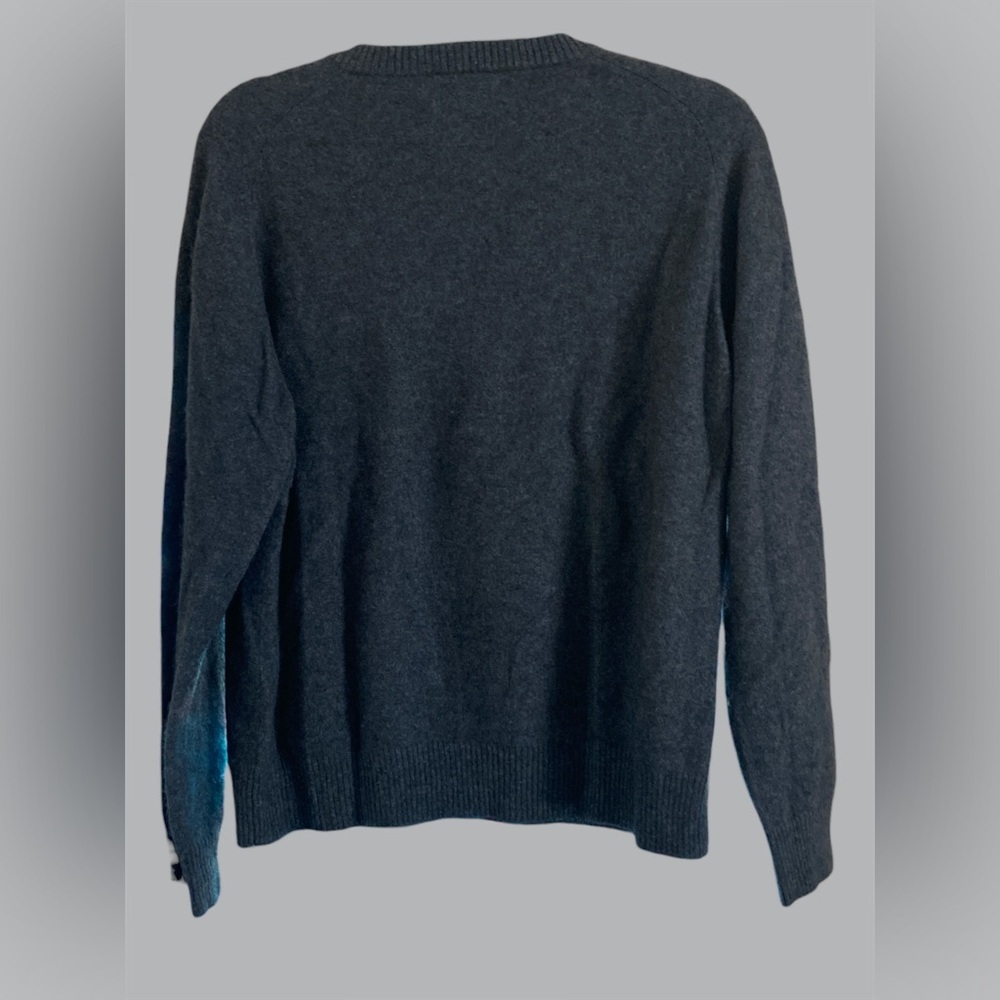 George 100% Cashmere Charcoal Gray Heather V-neck Sweater Men's Large(42/44) EUC - Picture 2 of 3